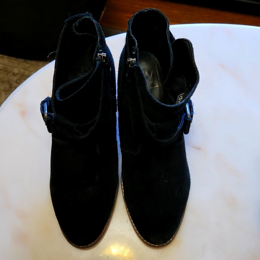 Black suede Dolce Vida booties wood heel